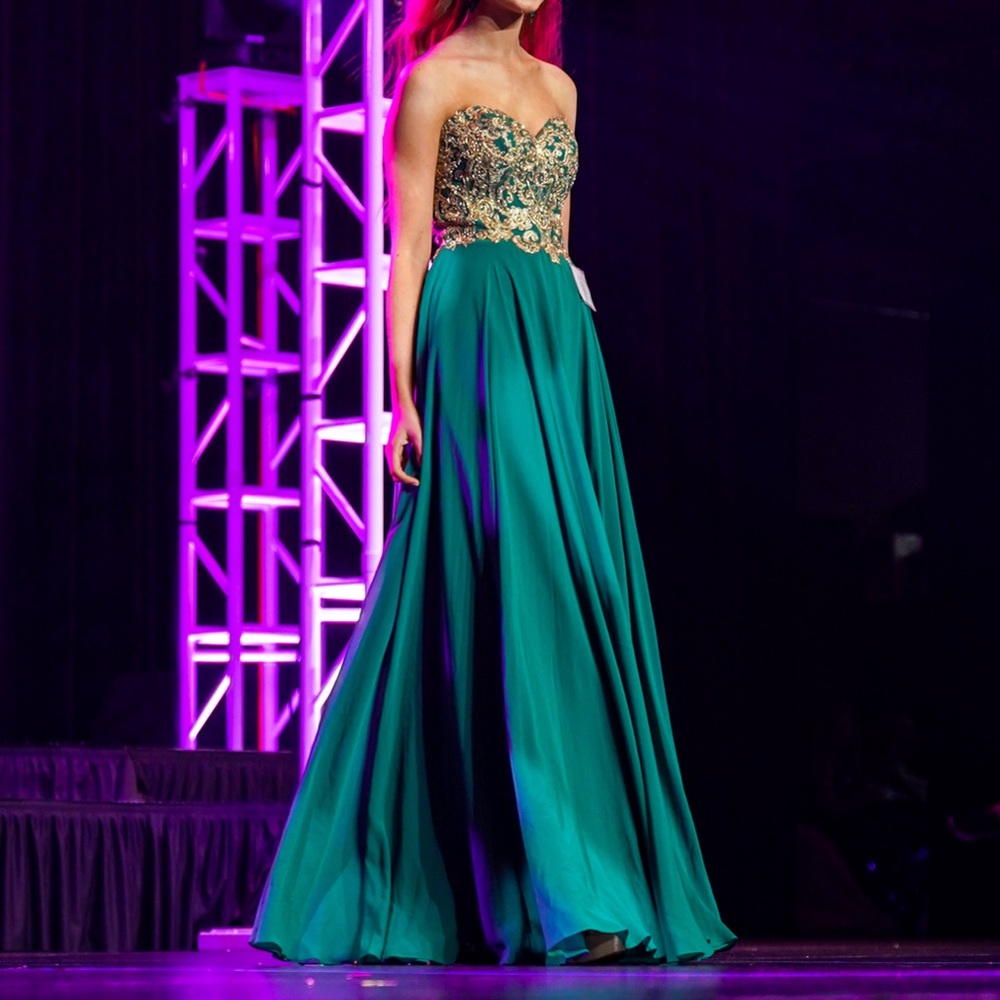 Green & Gold prom/pageant dress